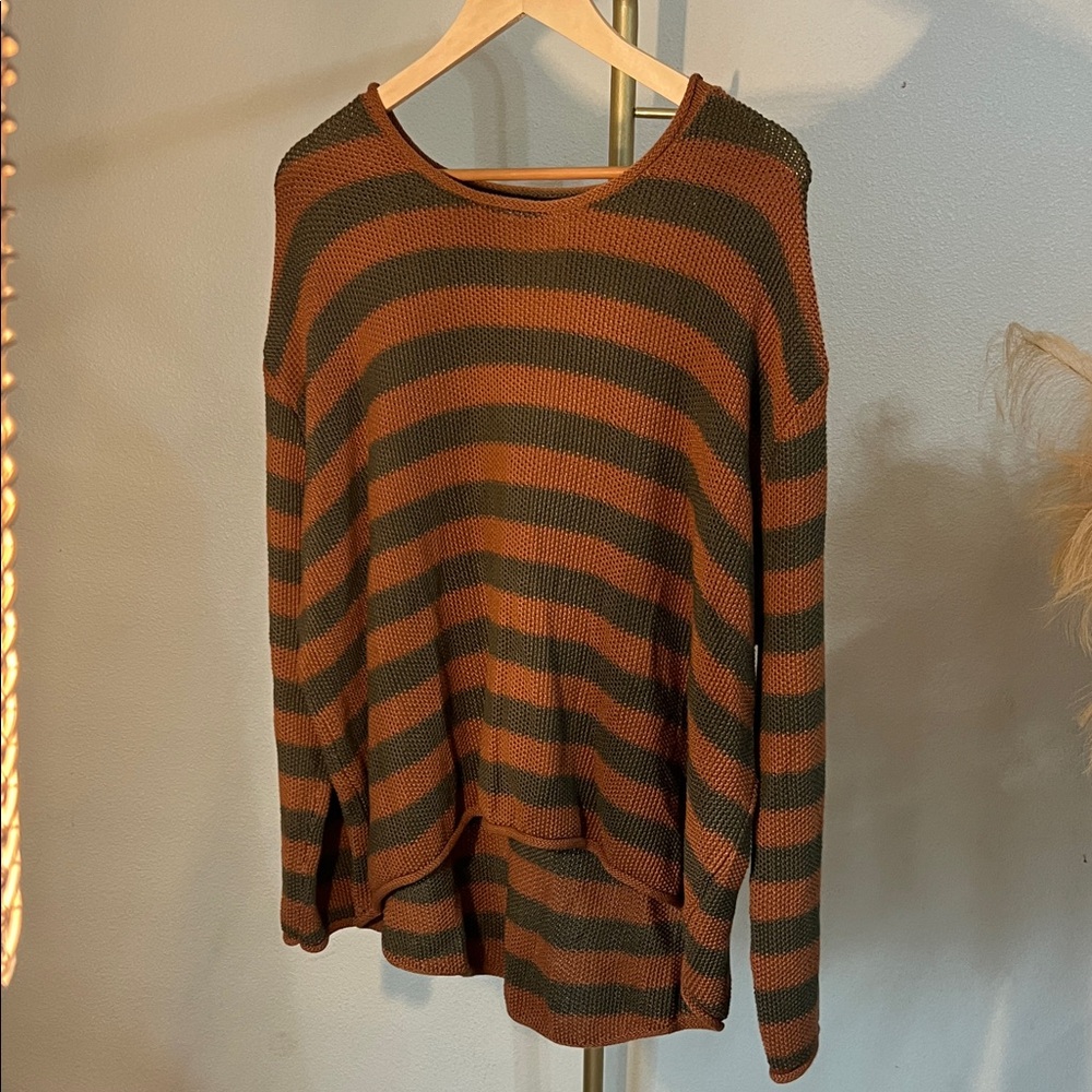 Striped Brown and Green Men's Sweater
